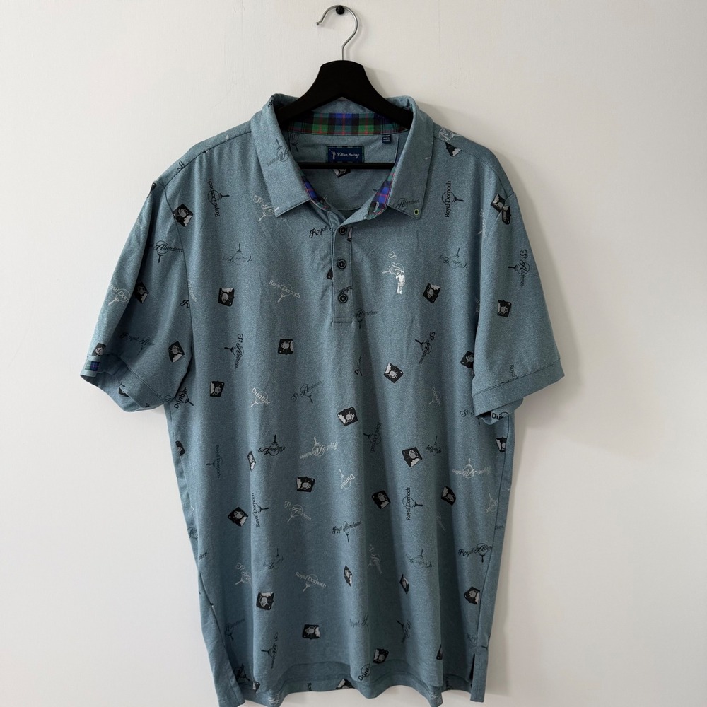 William Murray Mens Scottish Golf Course Print Polo Shirt Blue XL St Andrews